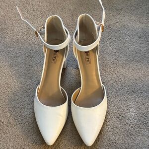 White Ankle Strap Heels